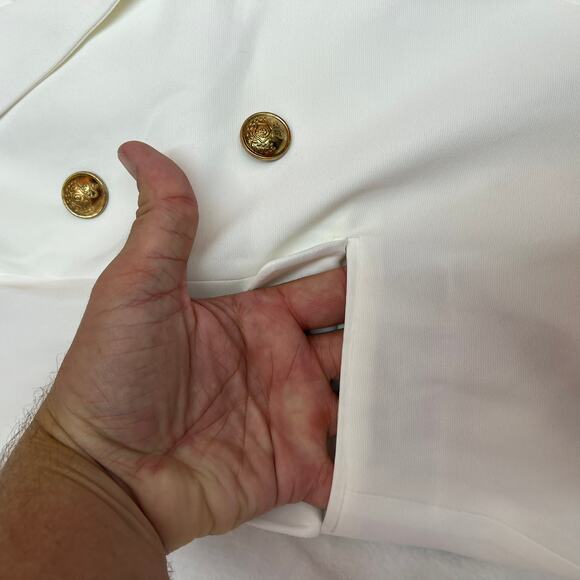 Asvivid Women's White Blazer Size L Gold Buttons Office Career Workwear - Picture 6 of 11